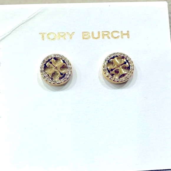 Tory Burch logo stud earrings Gold new - Picture 6 of 7